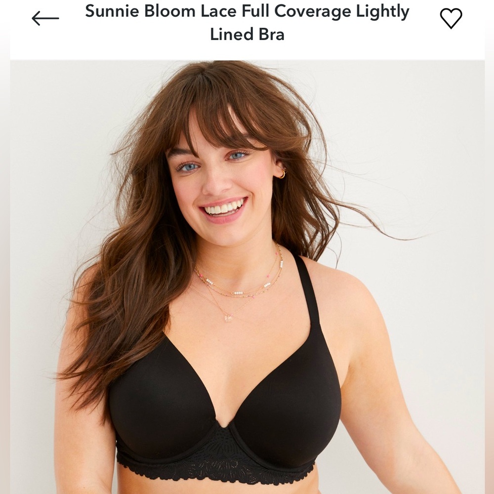Aerie Black Sunnie Bloom Lace Full Coverage Lightly Lined Bra